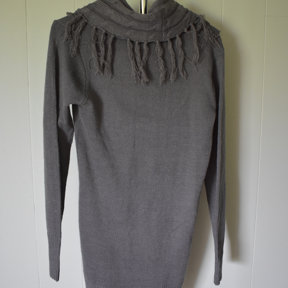 Body Central Charcoal Cowl Neck Tassel Sweater - Picture 2 of 2